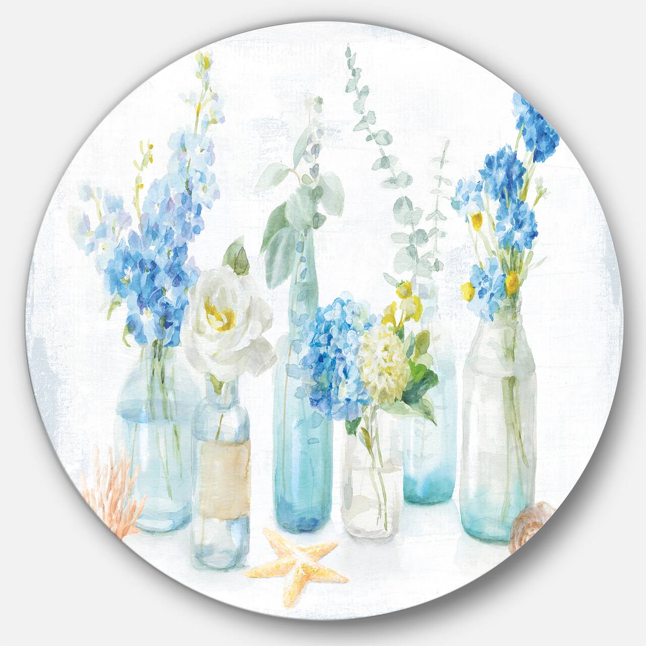 Designart - Cottage Florals I - Farmhouse Metal Circle Wall Art